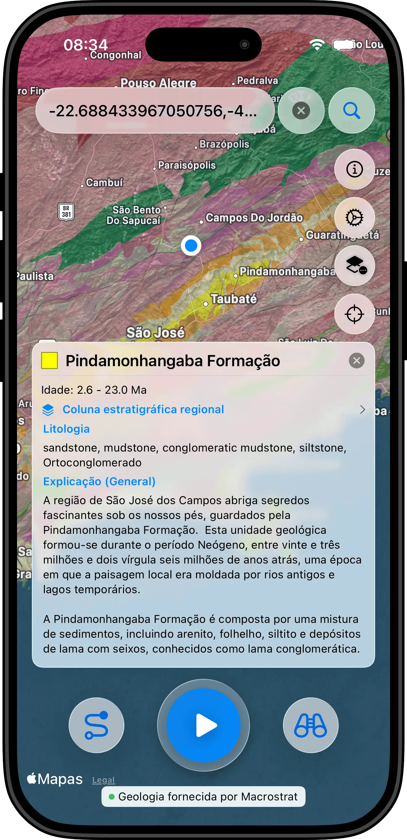 Backseat Geologist App - screenshot 3 - Navigating Northern California
