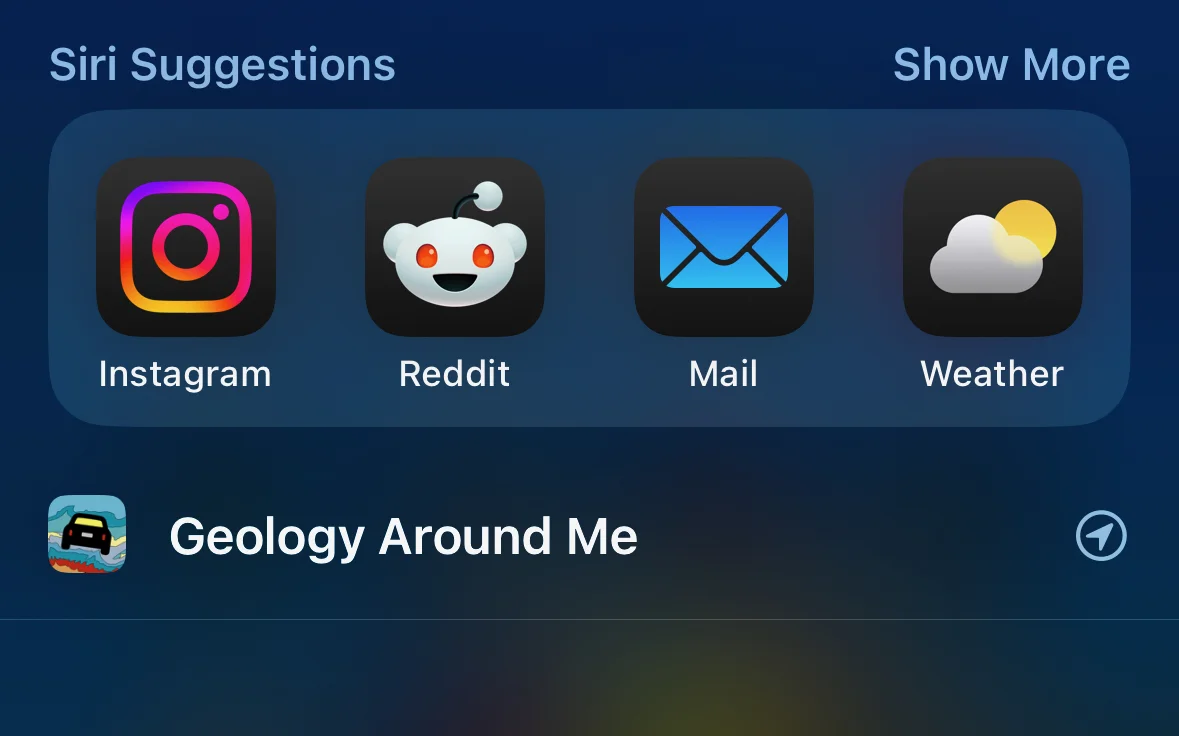 App Intents Siri shortcut for Backseat Geologist
