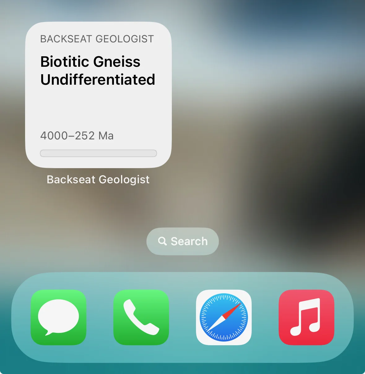 Backseat Geologist widget showing current location geology